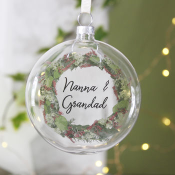 Nanna And Grandad Wreath Christmas Bauble, 2 of 5