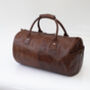 Personalised Barrel Style Brown Leather Holdall Unisex, thumbnail 2 of 12