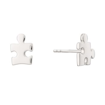 Sterling Silver Jigsaw Stud Earrings, 3 of 6