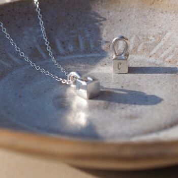 Personalised Hand Stamped Dainty Cube Initial Necklace, 9 of 12