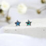 Mini Sterling Silver Blue Paua Shell Star Stud Earrings, thumbnail 3 of 10