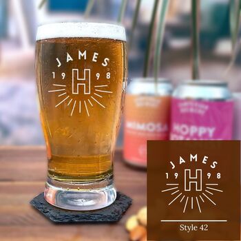 Personalised Craft Beer Pint Glass W/ Coaster, 8 of 12