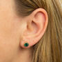 Gold Plated Sterling Silver May Emerald Birthstone Stud Earrings, thumbnail 3 of 6