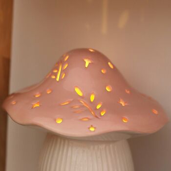 Ceramic LED Pink And White Toadstool Light, 3 of 3