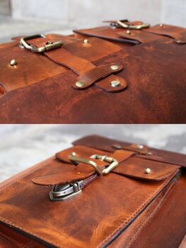 Personalised Handmade Leather Laptop Bag / Gift For Him, 8 of 12