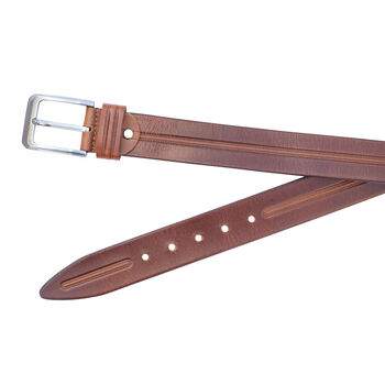 Men's Thick Tan Leather Belt Free Personalisation, 4 of 7