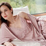 Pink Silk Touch Elegant Pajamas Robe Three Piece Set, thumbnail 1 of 9