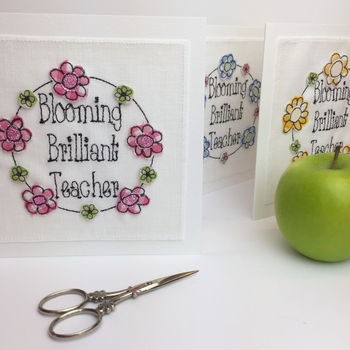 Blooming Brilliant Teacher Embroidered Card, 2 of 4