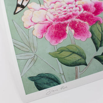 Bird, Butterfly And Florals Chinoiserie Giclée Print, 3 of 6