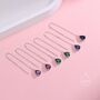 Sterling Silver Sapphire Blue Cz Droplet Threader Earrings, thumbnail 3 of 12