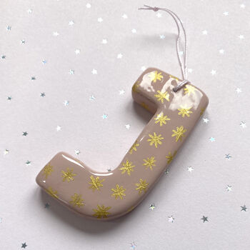 Personalised Handmade Pink And Gold Star Clay Hanging Letter, 4 of 4