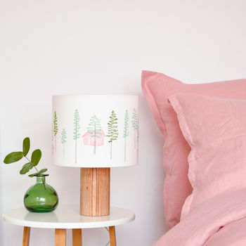 Green Trees And Cabin Drum Lampshade, 3 of 8