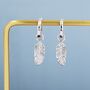 Sterling Silver Feather Hoop Earrings, thumbnail 2 of 11