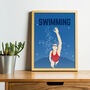 Vintage Swimming Print, thumbnail 3 of 4