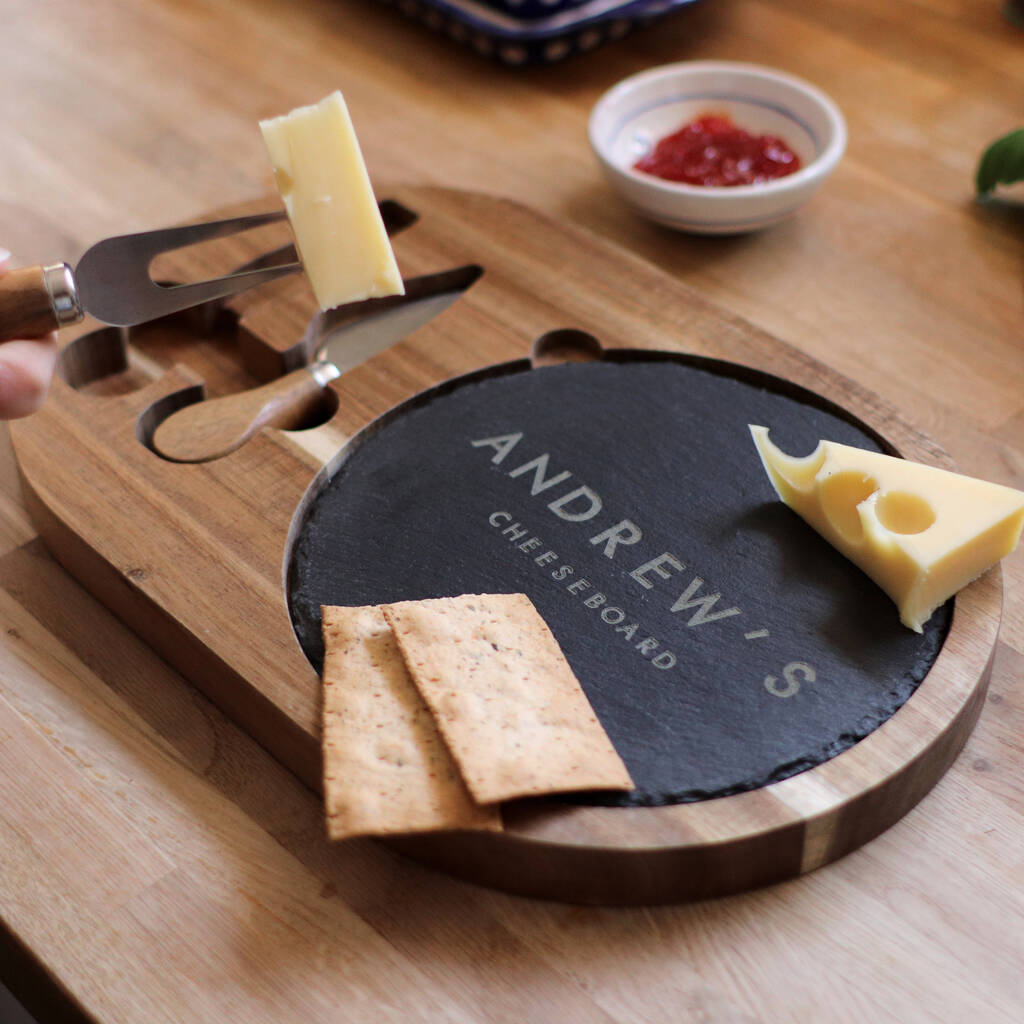 Personalised Slate Cheese Board And Knife Set By The British Belt