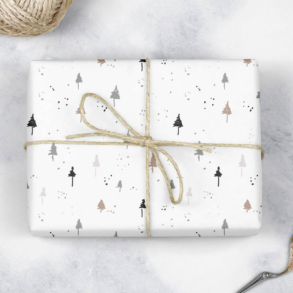 Eco Christmas White Wrapping Paper By Lilac & White