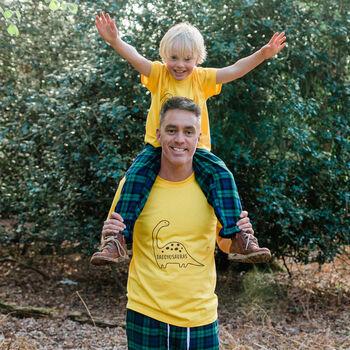 Personalised Father's Day Daddy And Me Matching Pyjamas Dinosaur, 2 of 9