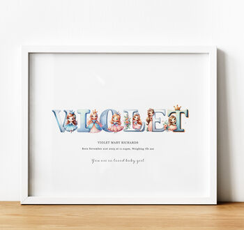Personalised Children's Name Print | Nursery Wall Art | Princess, 2 of 10