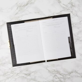 'Caché' Black Croc Un/Dated Planner Diary, Personalised, 6 of 8