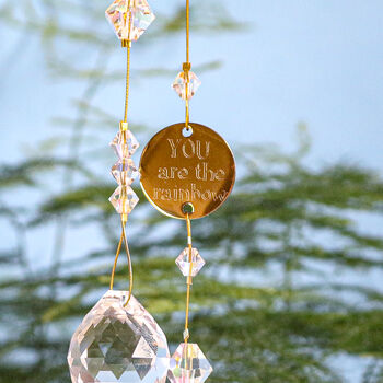 Personalised Rainbow Crystal Charm With Engraved Disc, 2 of 9