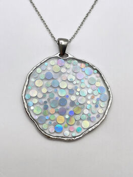 Festive Disco Necklace With Silver Sparkles In Medium Size, 3 of 11