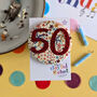 50th Birthday Age Badge, Custom Fabric And Colour, thumbnail 1 of 5