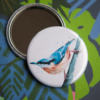 Inky Nuthatch Compact Pocket Mirror, 5 of 5