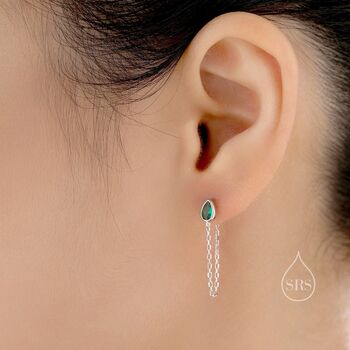 Tiny Emerald Green Droplet Cz Stud Earrings, 7 of 12