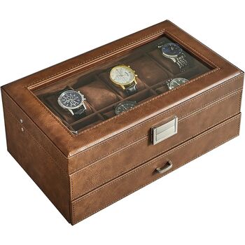 Watch Box 12 Slots Watches Display Case With Drawer, 6 of 7