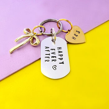 Personalised Happy Ever After Wedding Anniversary Keyring Keepsake, 3 of 6