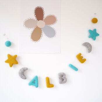 Personalised Moon And Stars Name Felt Garland, 10 of 12