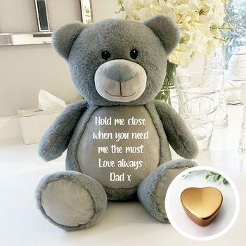 Personalised Memorial Ashes Keepsake Memory Teddy Bear Grey, 10 of 10