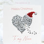 Silver Butterfly Heart Our/My Niece Christmas Card, thumbnail 1 of 12