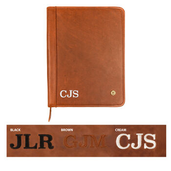 Personalised Zip Up A4 Leather Portfolio In Brown, 6 of 8