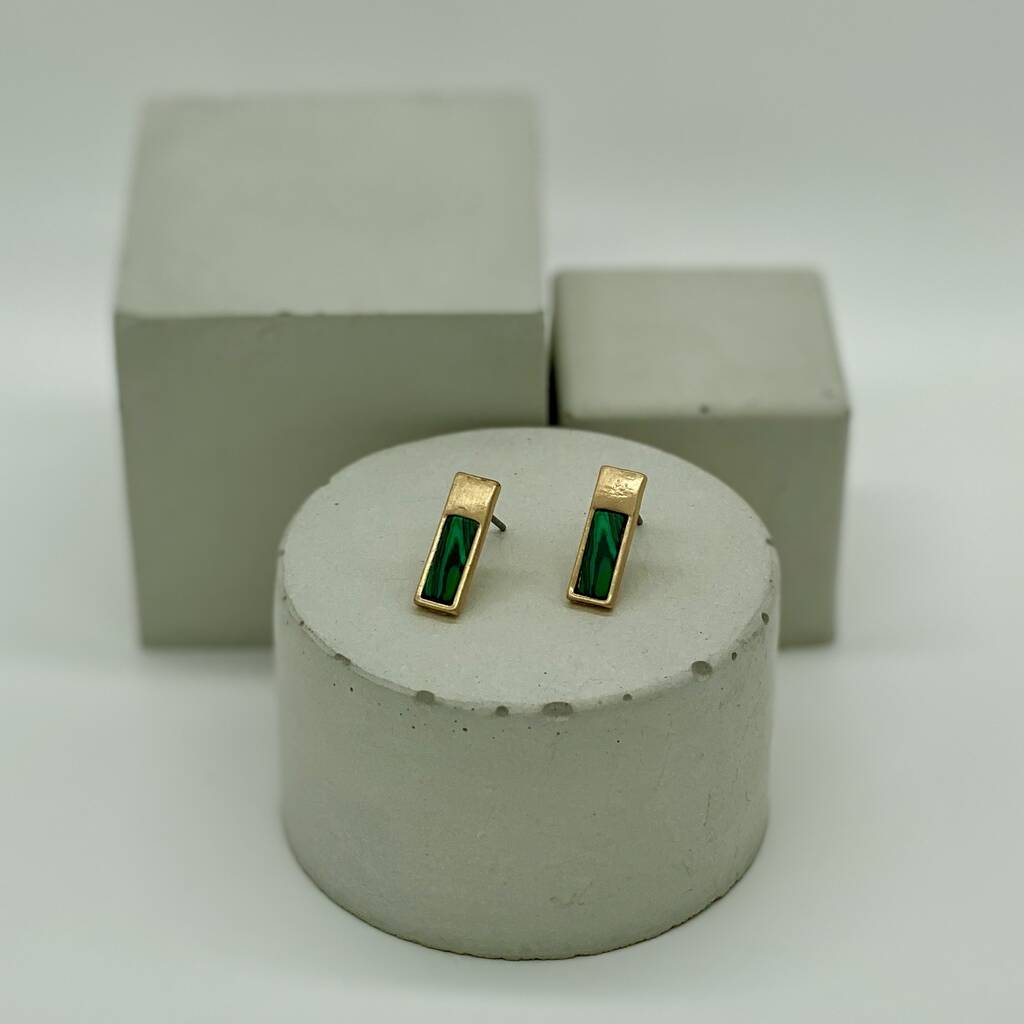 rectangle shape gold earrings