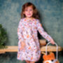 Girls Forest Friends Cotton Long Sleeved Nightie, thumbnail 2 of 5