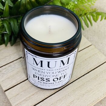 Personalised Mothers Day Piss Off Amber Candle, 2 of 5