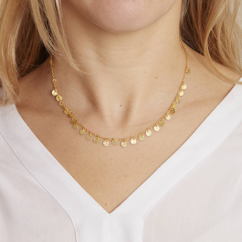 Hammered Gold Discs Necklace By Rochejewels