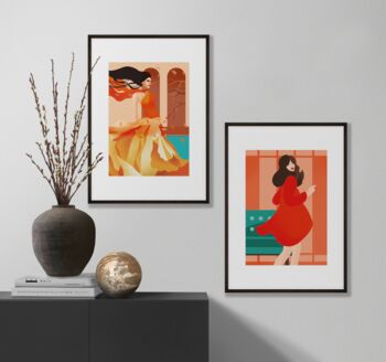 Woman In Orange Illustrated Art Print, 6 of 6