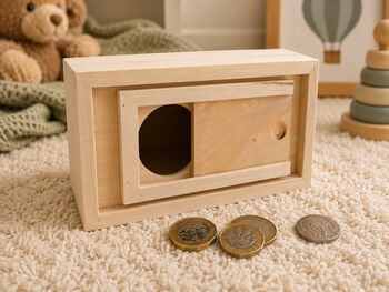 Classical Personalised Wooden Money Box For Boys, 3 of 5