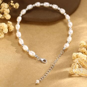 Freshwater Pearl Beaded Bracelet In Sterling Silver, 4 of 12