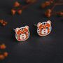 Girls Sterling Silver Tiger Stud Earrings, thumbnail 2 of 5