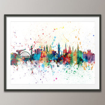 Glasgow Skyline Cityscape Paint Splashes Print, 3 of 5