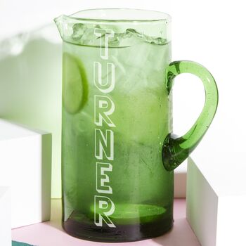 Personalised 100% Recycled Eco Glass Jug One L Green, 2 of 3