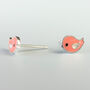 Sterling Silver Pink Bird Stud Earrings, thumbnail 4 of 6