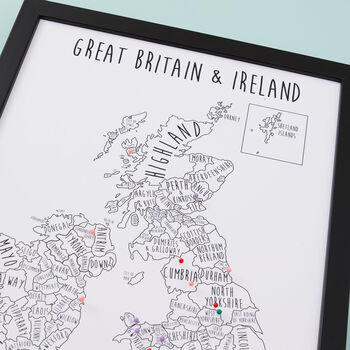 Personalised UK And Ireland Travel Map Pinboard, 3 of 12