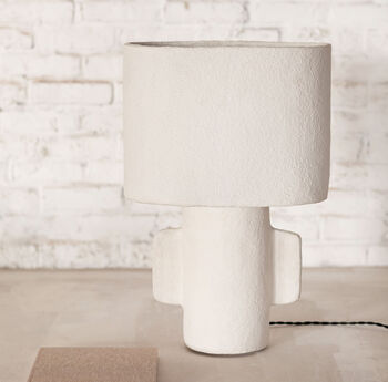 White Paper Mache Lamp, 2 of 4