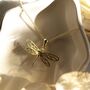 Gold Plated Sterling Silver Dragonfly Necklace, thumbnail 5 of 7