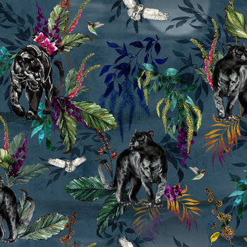 Fringed Velvet Panther Lampshade Lining In Smoke Blue, 2 of 2