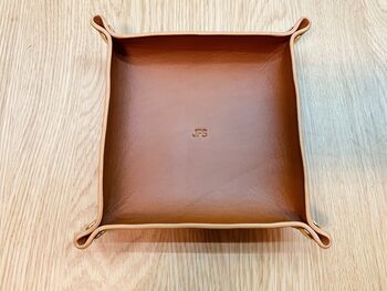 Personalised Tan Leather Accessories Valet Tray, 2 of 12
